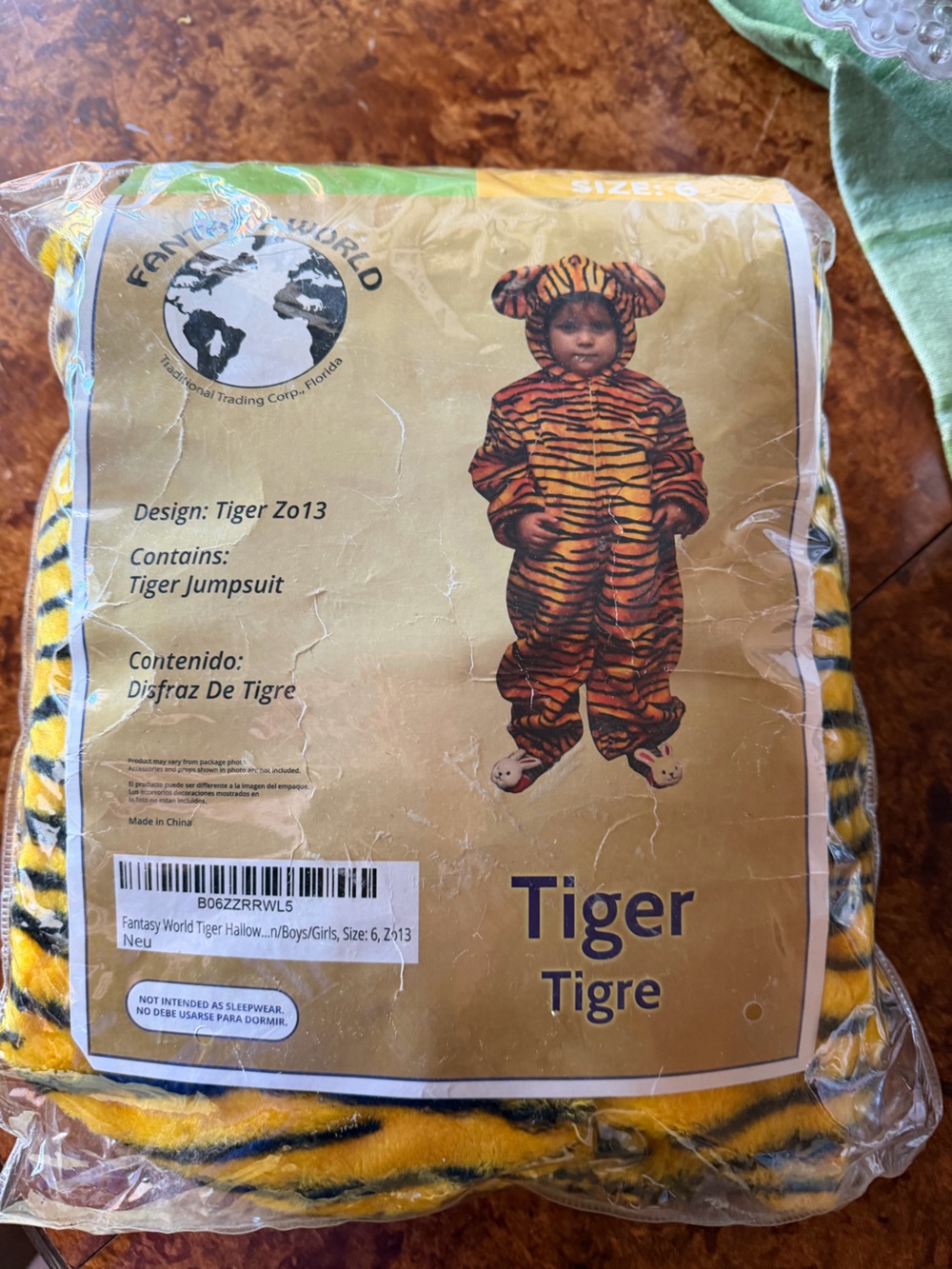 Kids Tiger One-Piece Bodysuit - Yellow/Black